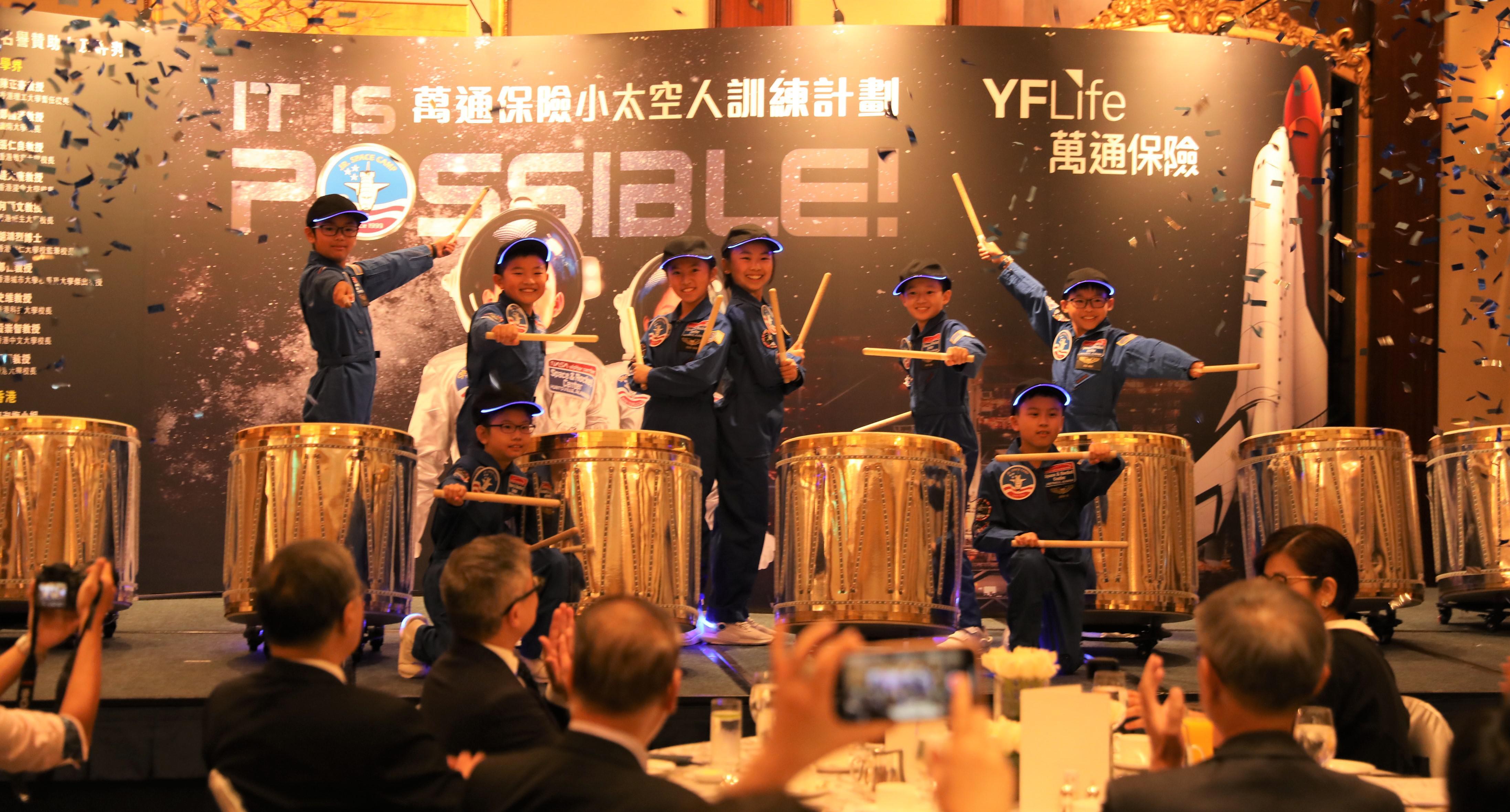 The eight Jr. Astronauts staged a dynamic space LED drum performance as the curtain raiser to the Ceremony.